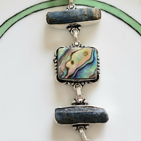 Bracelet,  abalone kyanite Labradorite & silver. - Picture 6 of 6